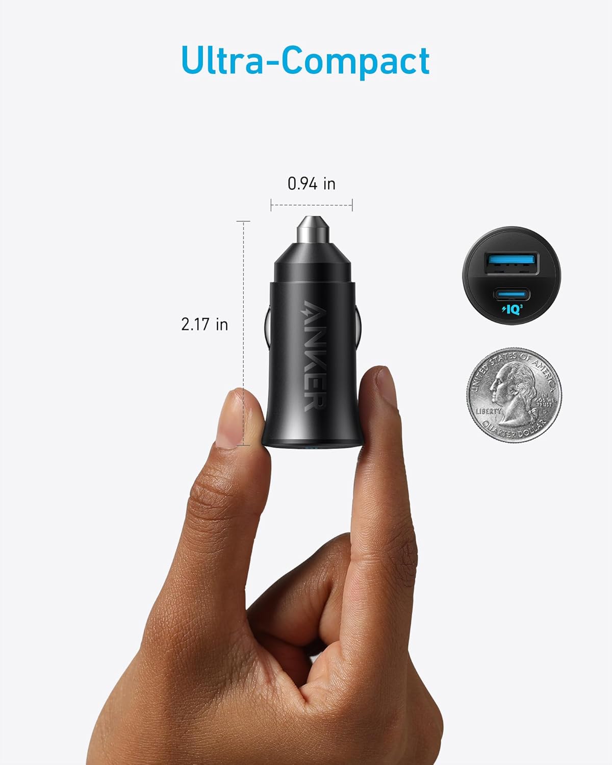 ANKER ULTRA-COMPACT DUAL-PORT CAR CHARGER 30W