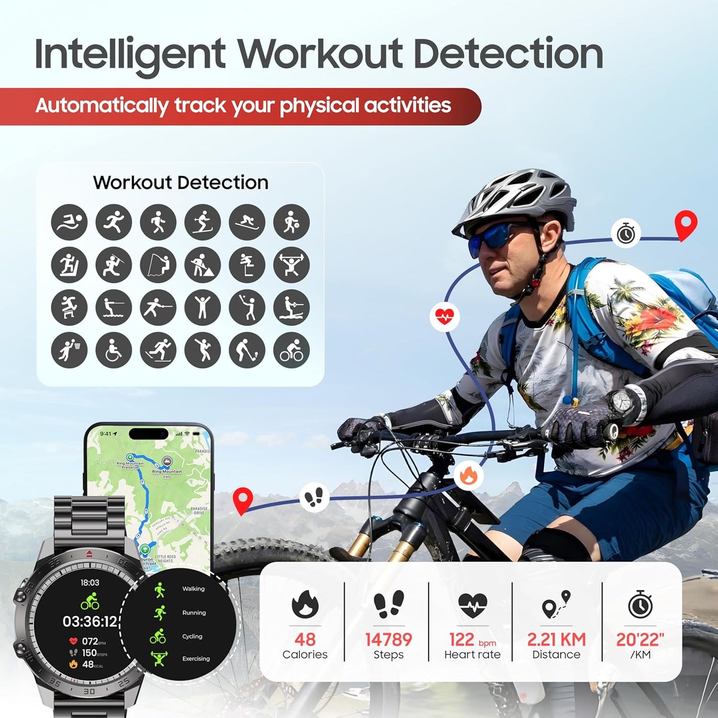 Swiss Military Dom 5 Smart Watch With 1.43 inch AMOLED Display | 1 Week Battery | IP68 Water Resistance | Swiss Military Health Pro App | Wireless Charging - Silver Frame with Dark Blue Silicon Strap