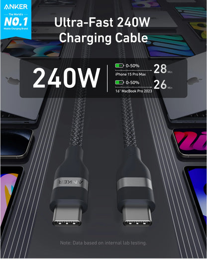 ANKER USB-C TO USB-CCABLE (3 FT, 240W, UPCYCLED-BRAIDED)