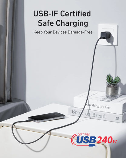 ANKER USB-C TO USB-CCABLE (3 FT, 240W, UPCYCLED-BRAIDED)