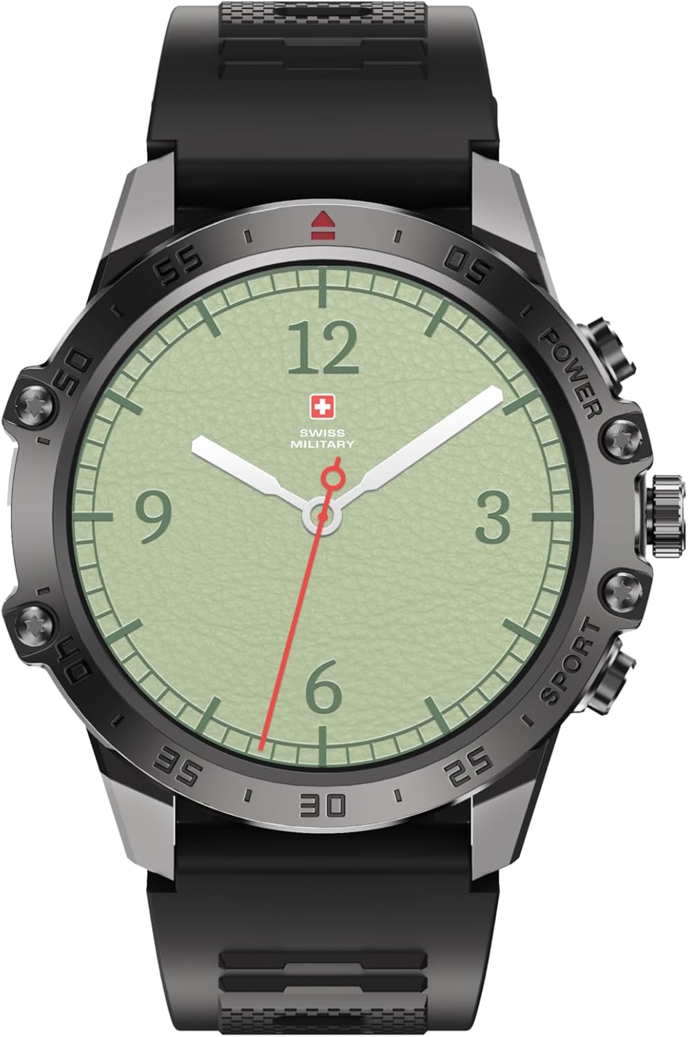Swiss Military Dom 5 Smart Watch With 1.43 inch AMOLED Display | 1 Week Battery | IP68 Water Resistance | Swiss Military Health Pro App | Wireless Charging - Black Frame with Black Silicon Strap