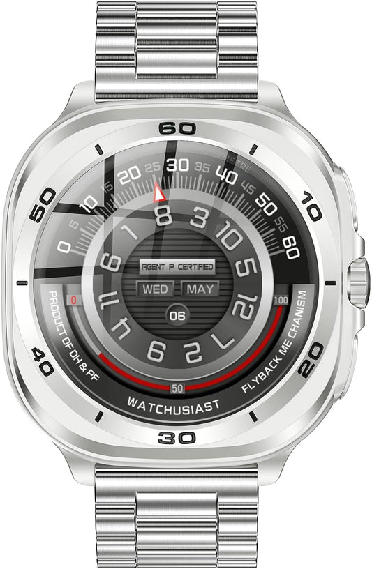 Swiss Military DOM 7 Smart Watch Silver Metal Case With Silver Metal Strap