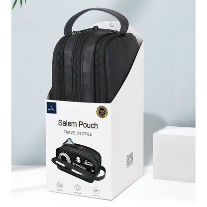WiWU Salem Travel Pouch Big Capacity 3 Layer Daily Accessories Gadget Organizer with Leather Handle