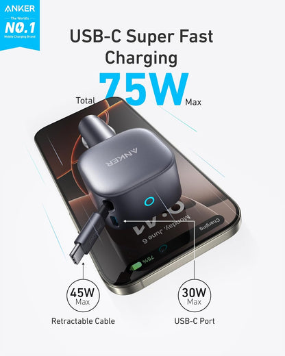 ANKER 2-IN-1 CLUTTER-FREE CAR CHARGER 75W