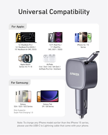 ANKER 2-IN-1 CLUTTER-FREE CAR CHARGER 75W