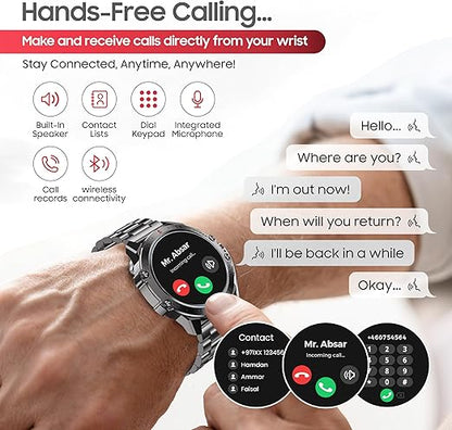 Swiss Military Dom 5 Smart Watch With 1.43 inch AMOLED Display | 1 Week Battery | IP68 Water Resistance | Swiss Military Health Pro App | Wireless Charging - Silver Frame with Dark Blue Silicon Strap