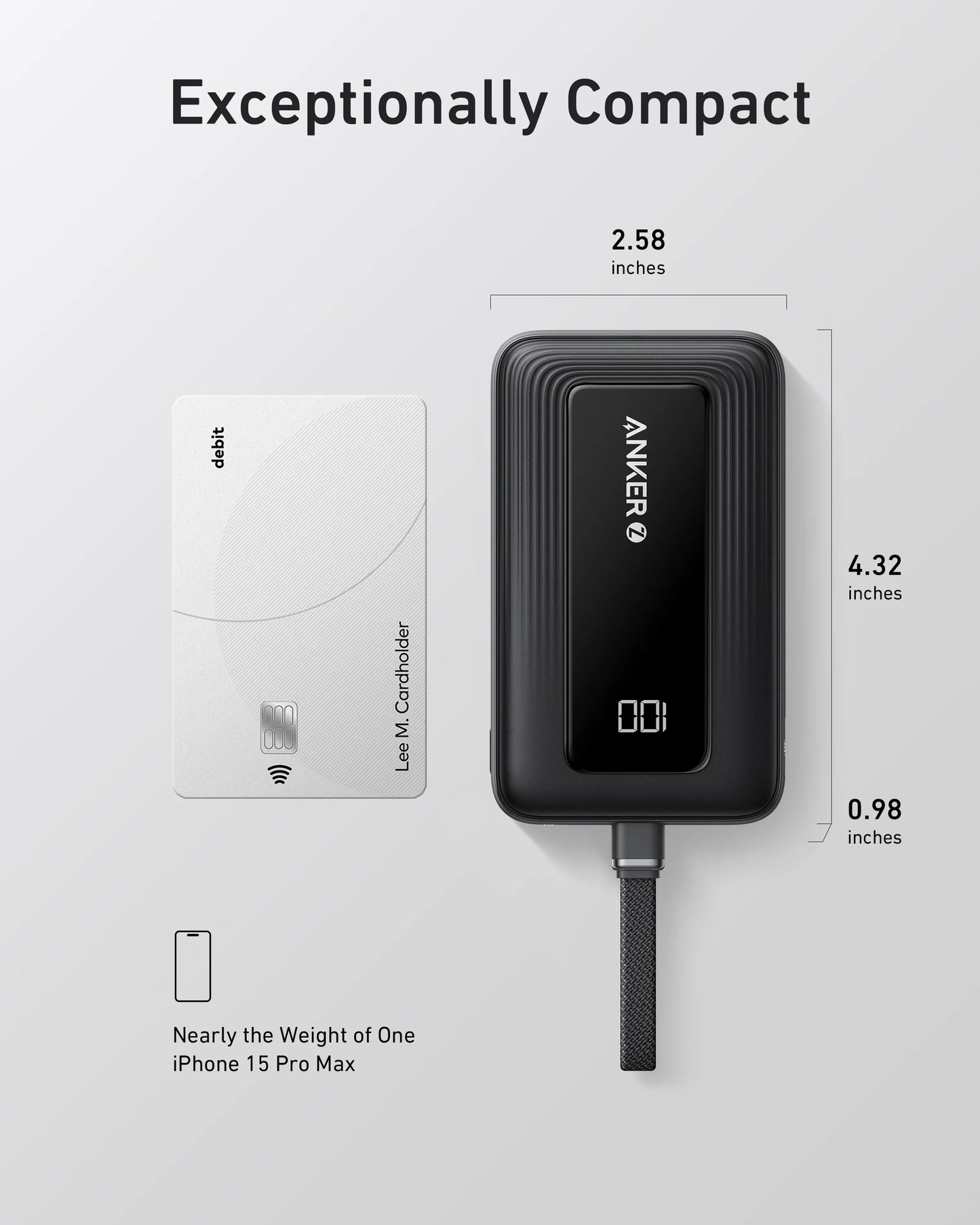 ANKER ZOLO POWER BANK (10K, 30W, BUILT-IN USB-C CABLE