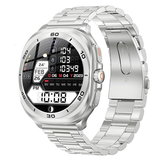 Swiss Military DOM 7 Smart Watch Silver Metal Case With Silver Metal Strap
