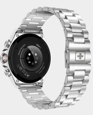Swiss Military Dom 6 Smart Watch with 1.43 inch AMOLED Display | 7 Days Battery | IP67 Water Resistance | Silver Frame Silver Metal Strap | SM-WCH-DOM 6-SILF-SILMS - Silver